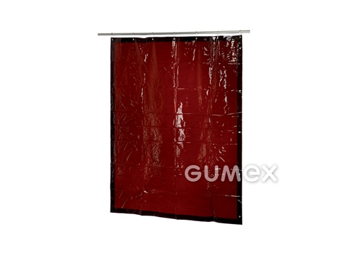 Schweißvorhang mit Stahlbügelringen, Breite 1400mm, Länge 2400mm, bronzefarben transparent, 